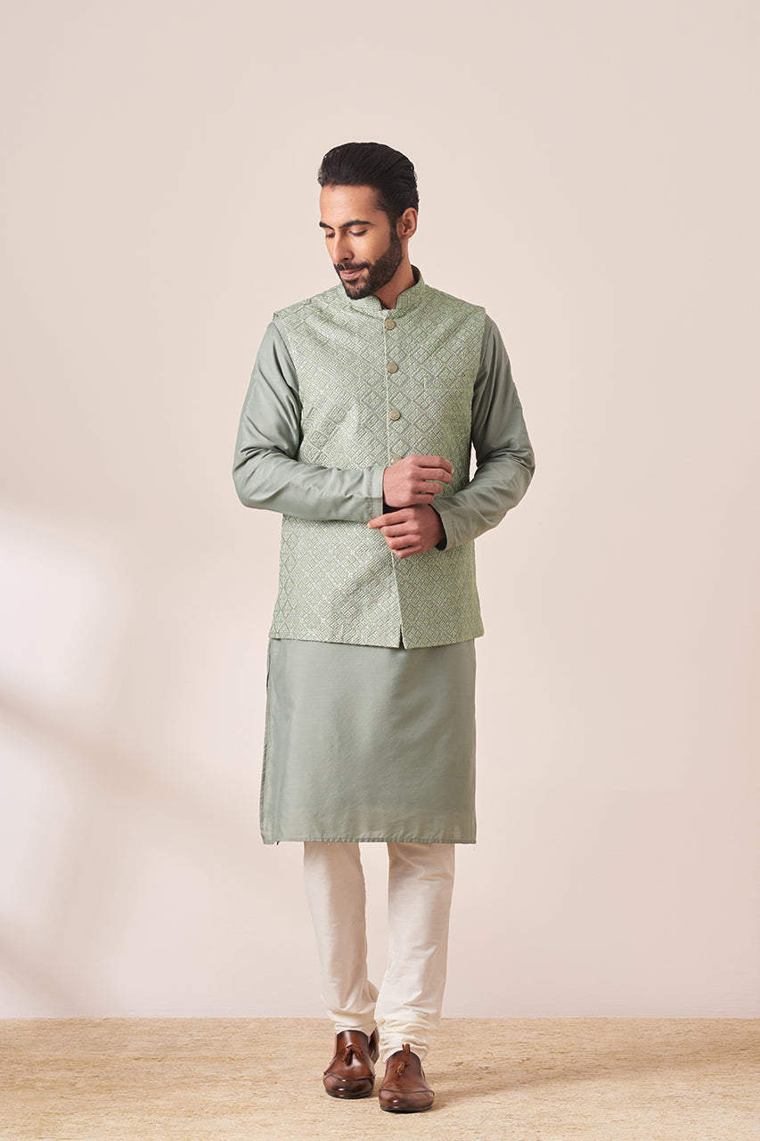Custom made men kurta jacket set , kurta pajama nehru jacket , indian –  Ethnic World